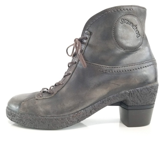 GROUNDHOG Combat Boots Brown Distressed Leather - Picture 4 of 12